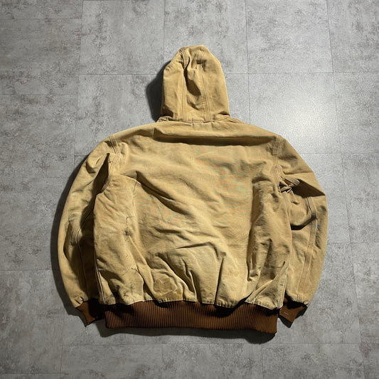 2000s USA-made Brown Carhartt Active Jacket, Duck XL, Zipper Missing