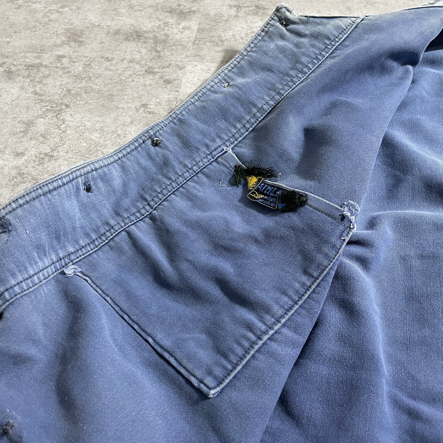 50-60s 猫目ボタン 刺繍タグ モールスキン フレンチワークジャケット