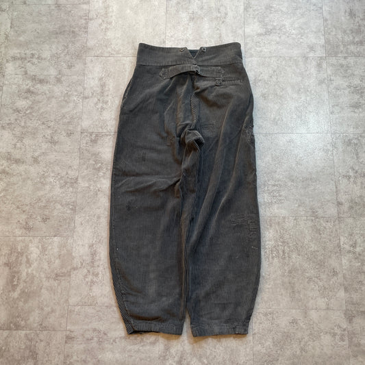 60s Adolphe Lafont Farmers Wide Ribbed Corduroy in Black ,W31