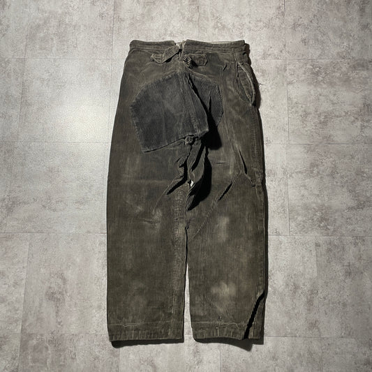 30s-40s Farmers Wide Ribbed Corduroy, Dark Brown, Needle-Style Cinch Back, Size W31