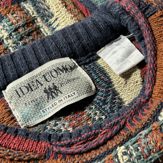 00-90s IDEA UOMO 3D Knit Sweater, Made in Bulgaria, Size L