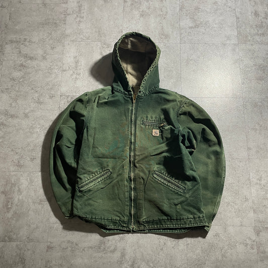2000s Mexico Green Carhartt Detroit Jacket, Duck Size L, Made with USA Fabric