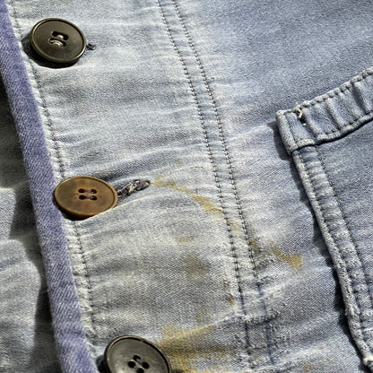 50-60s 猫目ボタン 刺繍タグ モールスキン フレンチワークジャケット