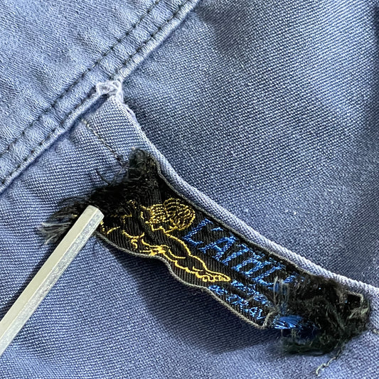 50-60s 猫目ボタン 刺繍タグ モールスキン フレンチワークジャケット