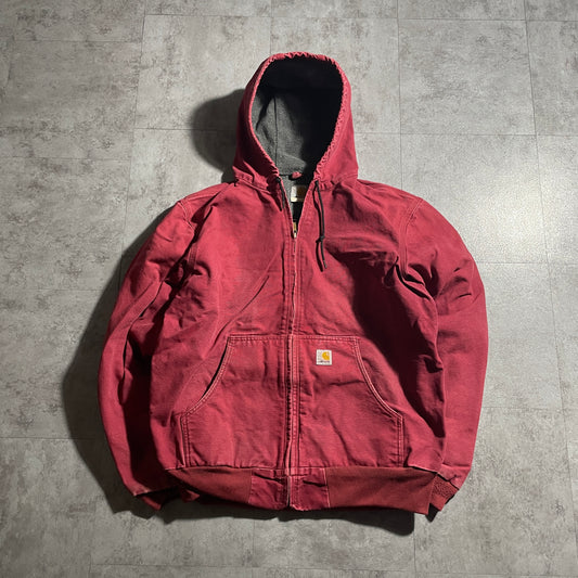 2000s Mexico Red Carhartt Active Jacket, Duck, Size L, Made with USA Fabric
