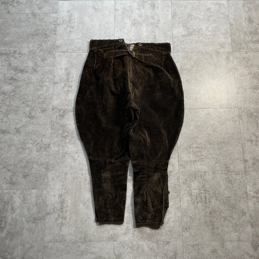 30s-40s Wide-Ruffled Corduroy Jodhpurs, Black, W31