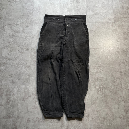 50s-60s Adolphe Lafont Farmer's Wide Ribbed Corduroy in Black , W35