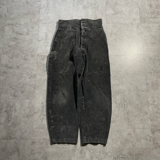 50s-60s La Bourree Farmer's Wide Ribbed Corduroy in Black ,W31