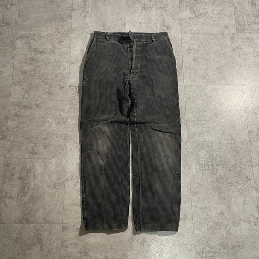 60s Adolphe Lafont Farmers Wide Ribbed Corduroy in Black ,W31