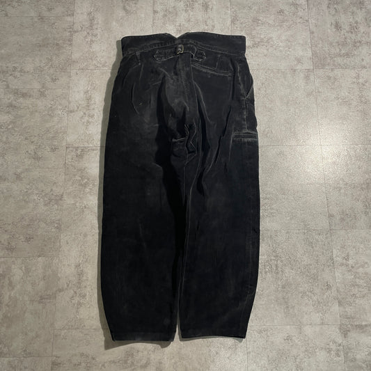 60s- La bouree Farmers Fine Ribbed Corduroy Black W37
