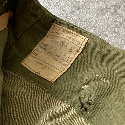 襤褸 50s-60s British Army Green Denim Trousers / Size 8