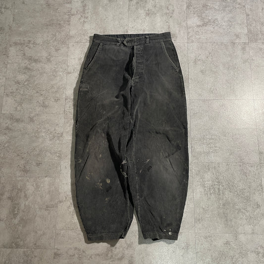 60s Adolphe Lafont Farmers Wide Ribbed Corduroy Black ,W31