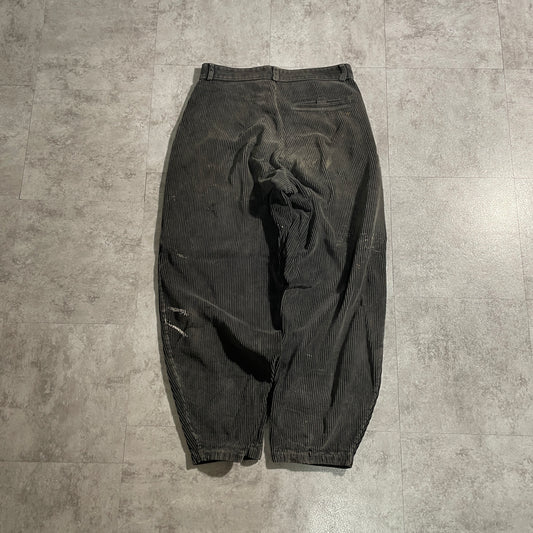 60s Adolphe Lafont Farmers Wide Ribbed Corduroy Black ,W31