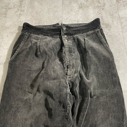 50s-60s Le Vetement De Force Farmers Wide Ribbed Corduroy in Black ,W34
