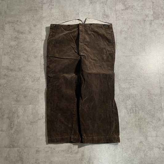 40s-50s Farmers Wide Ribbed Corduroy Dark Brown ,W39
