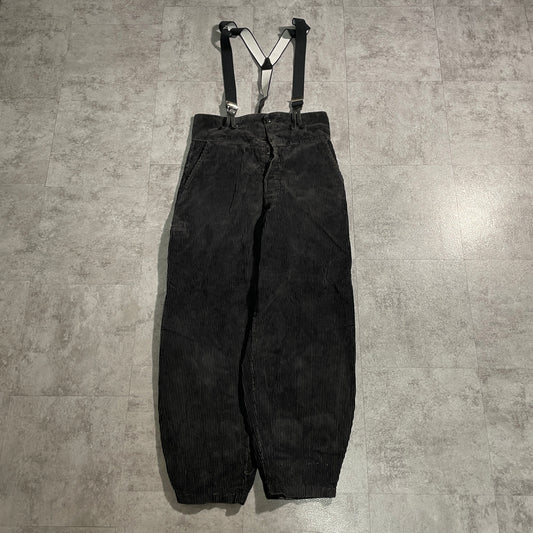 60s Adolphe Lafont Farmers Wide Ribbed Corduroy in Black ,W35