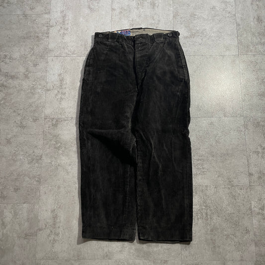 60s-LEBERGER Farmers Wide Ribbed Corduroy Black  ,W31