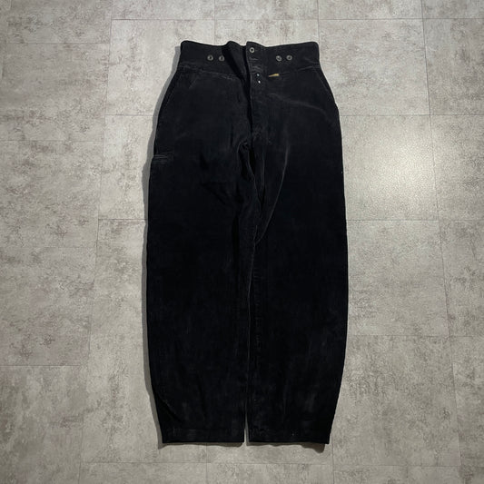 60s- La bouree Farmers' Fine Ribbed Corduroy Black ,W31