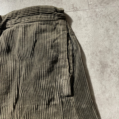 30s-40s Farmers Wide Ribbed Corduroy, Dark Brown, Needle-Style Cinch Back, Size W31