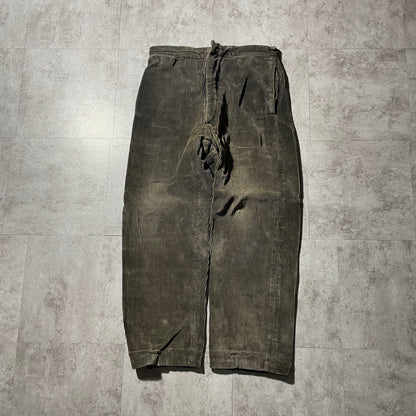 30s-40s Farmers Wide Ribbed Corduroy, Dark Brown, Needle-Style Cinch Back, Size W31