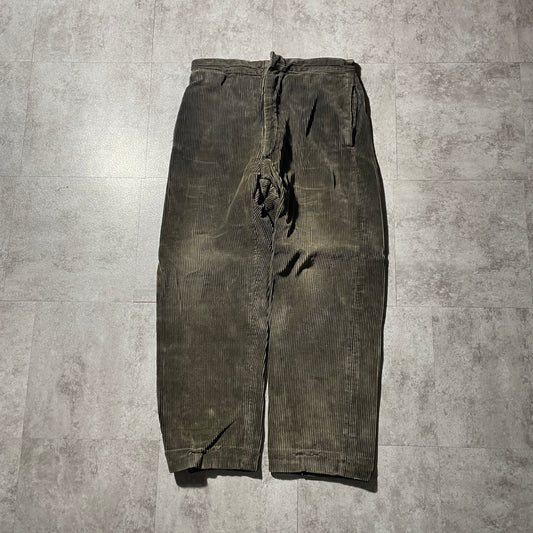 30s-40s Farmers Wide Ribbed Corduroy, Dark Brown, Needle-Style Cinch Back, Size W31