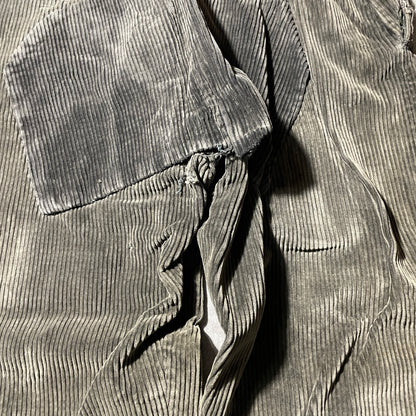 30s-40s Farmers Wide Ribbed Corduroy, Dark Brown, Needle-Style Cinch Back, Size W31