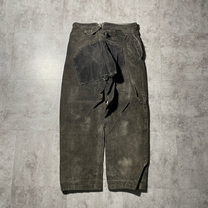 30s-40s Farmers Wide Ribbed Corduroy, Dark Brown, Needle-Style Cinch Back, Size W31