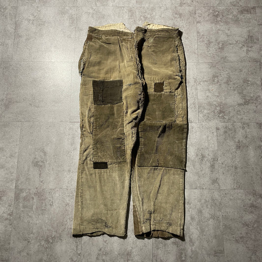 20s-30s Farmers Wide Ribbed Corduroy Brown with Needle Cinch Back, Size 32