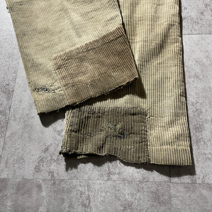 20s-30s Farmers Wide Ribbed Corduroy Brown with Needle Cinch Back, Size 32