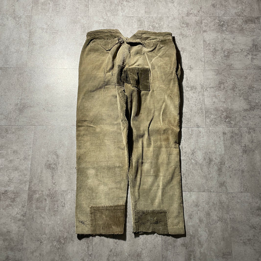 20s-30s Farmers Wide Ribbed Corduroy Brown with Needle Cinch Back, Size 32