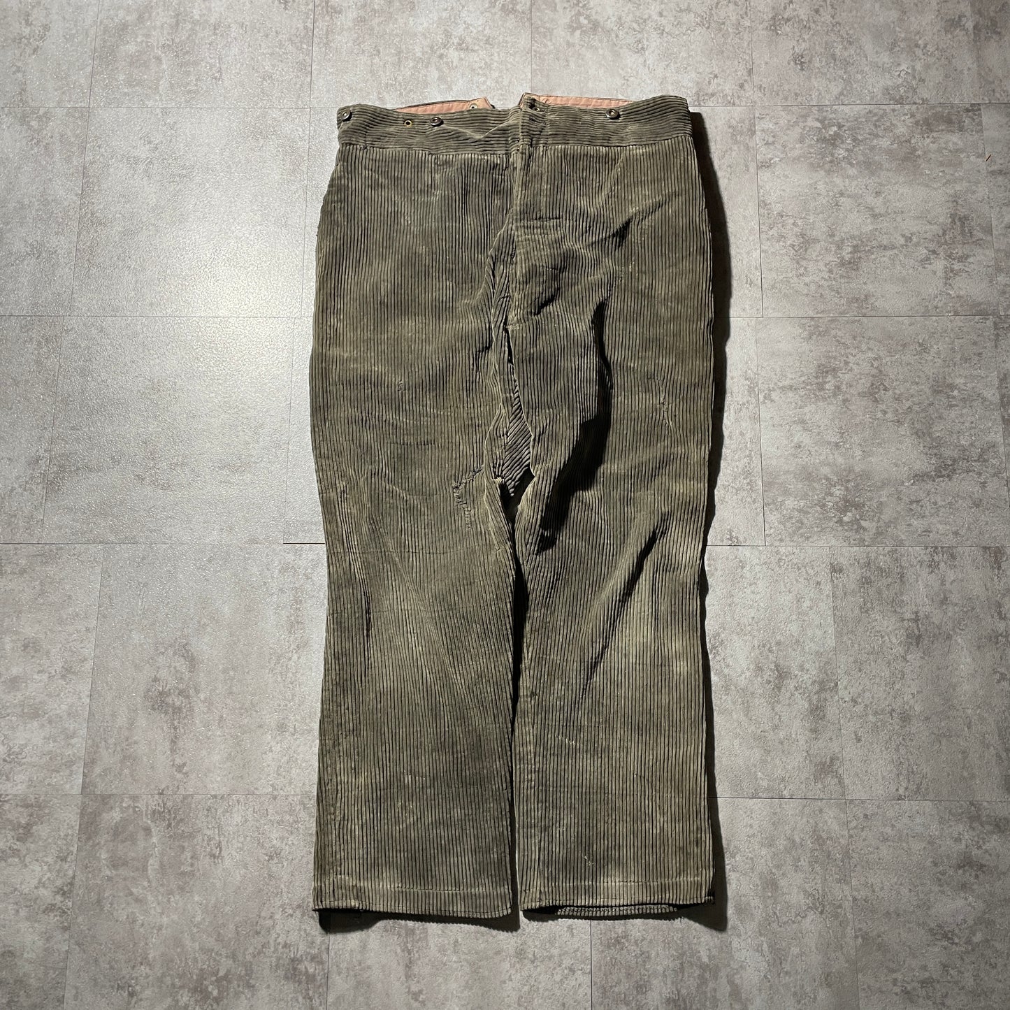 30s-40s Farmers Wide Ribbed Corduroy, Dark Brown, Needle-Style Cinch Bag, Size 37