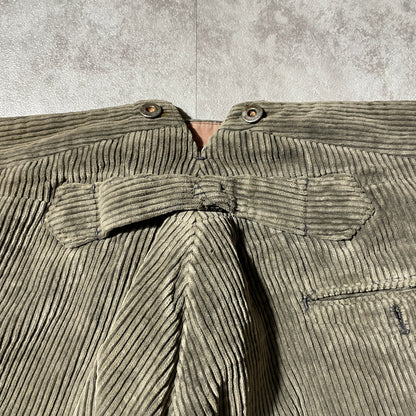 30s-40s Farmers Wide Ribbed Corduroy, Dark Brown, Needle-Style Cinch Bag, Size 37