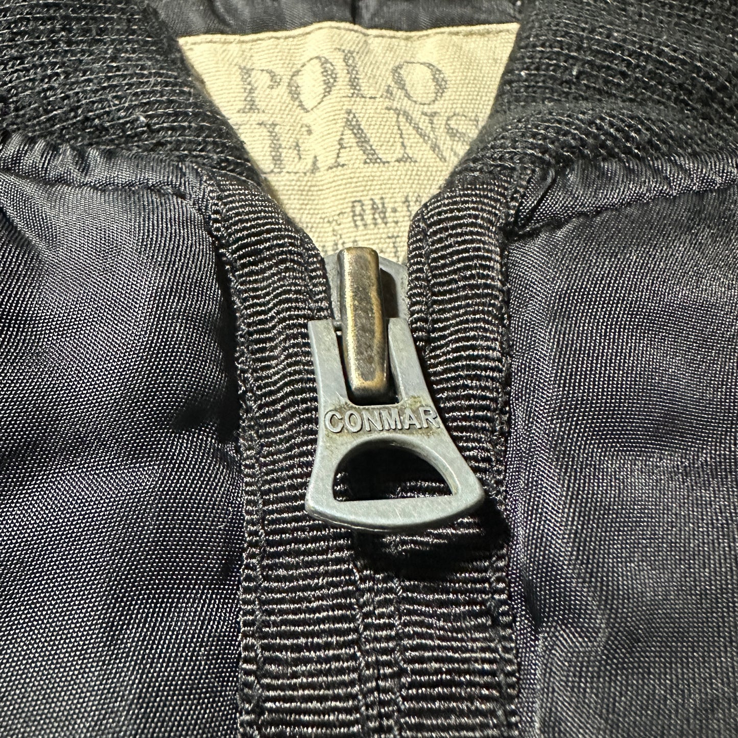 【希少個体】90s Polo Jeans MA-1 Flight Jacket "CONMAR ZIP" - Black