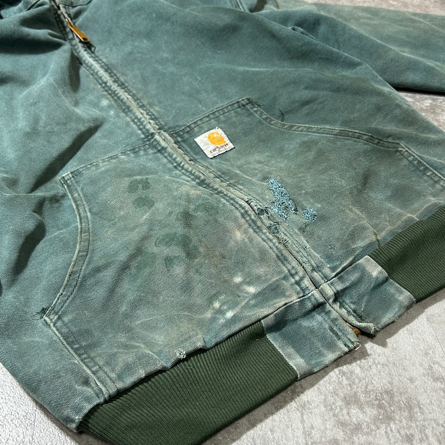 80-90s 星タグ USA製 グリーン カーハート アクティブジャケット ダック