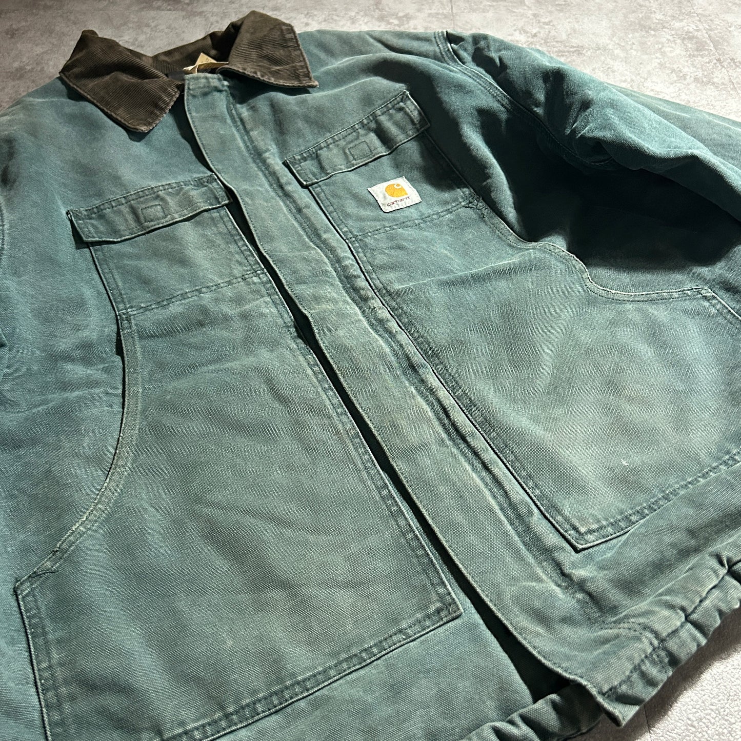 80-90s 星タグ USA製 グリーン カーハート トラディショナルジャケット ダックXXL(2L)