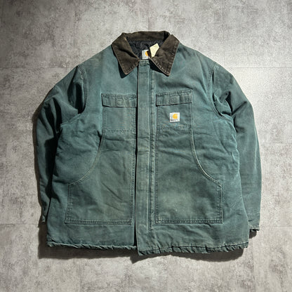 80-90s 星タグ USA製 グリーン カーハート トラディショナルジャケット ダックXXL(2L)