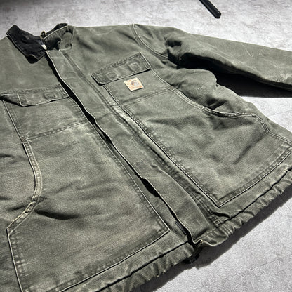 00s メキシコ　 USA生地製 モスグリーン カーハート トラディショナルジャケット ダックL