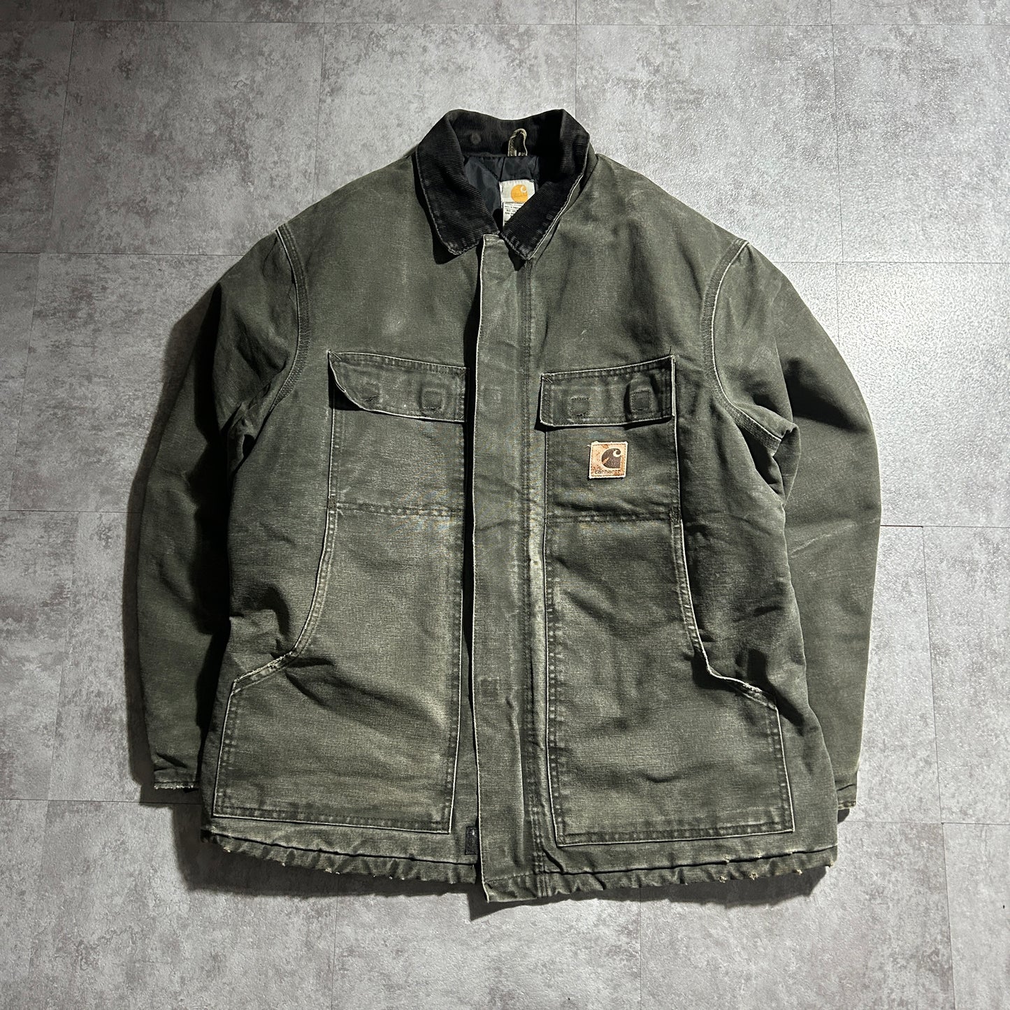 00s メキシコ　 USA生地製 モスグリーン カーハート トラディショナルジャケット ダックL