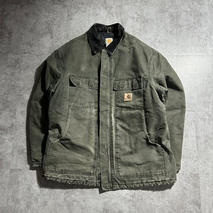 00s メキシコ　 USA生地製 モスグリーン カーハート トラディショナルジャケット ダックL