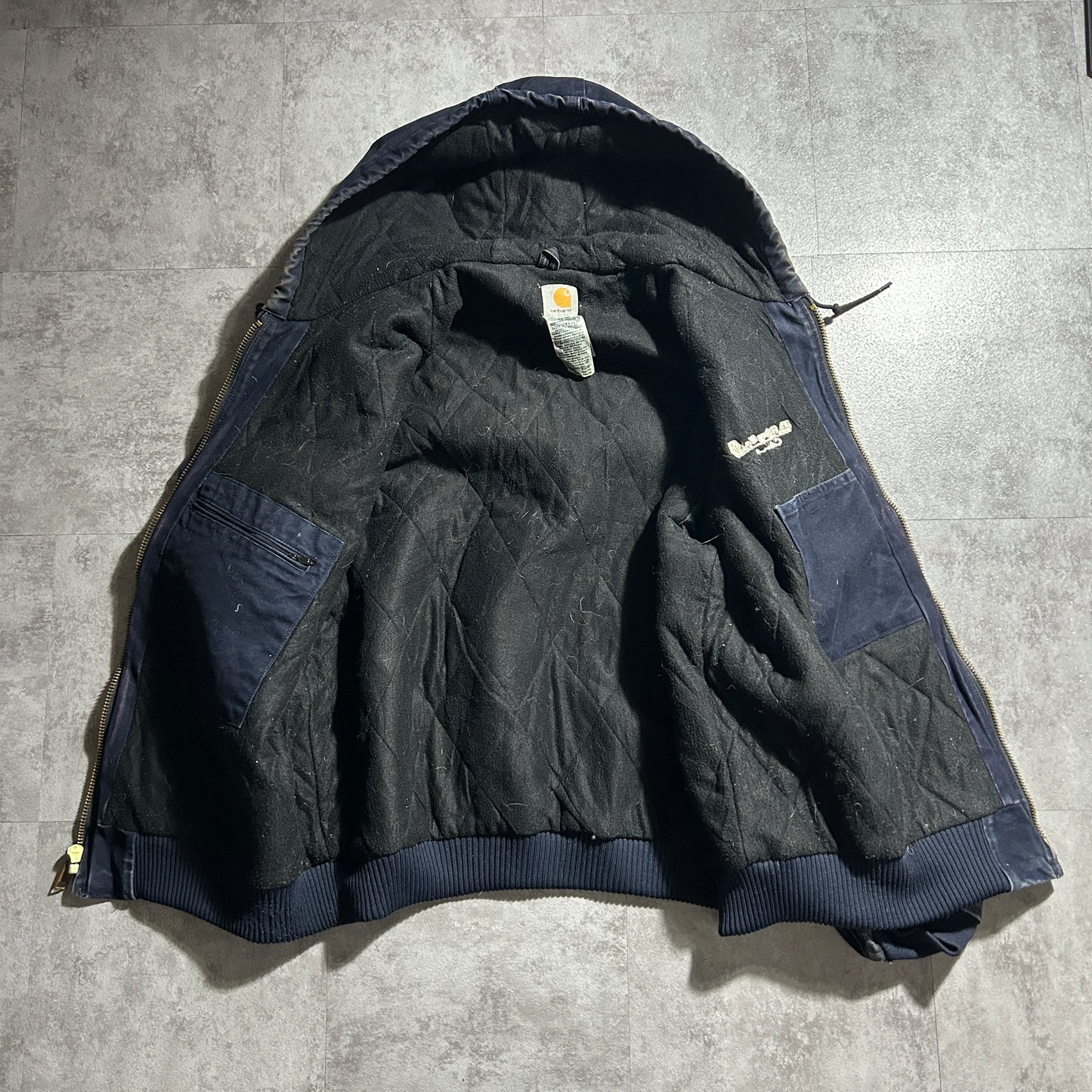 00s メキシコ　 USA生地製 ダークネイビー カーハート アクティブジャケット ダックXXL(2L)