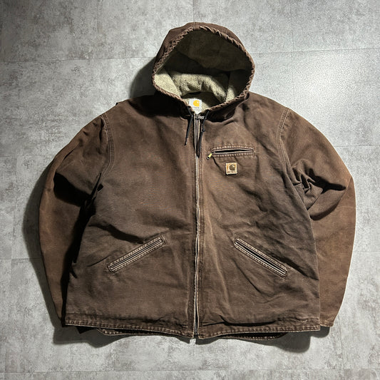 00s メキシコ製 USA生地 ダークブラウン カーハート アクティブジャケット ダックXXL(2L)