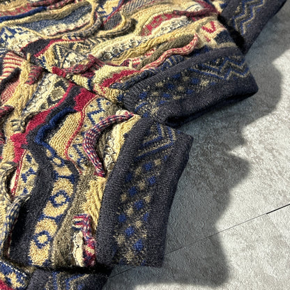 2000s COOGI 3D Knit Cardigan, Made in Australia, Size XL, 100% Cashmere
