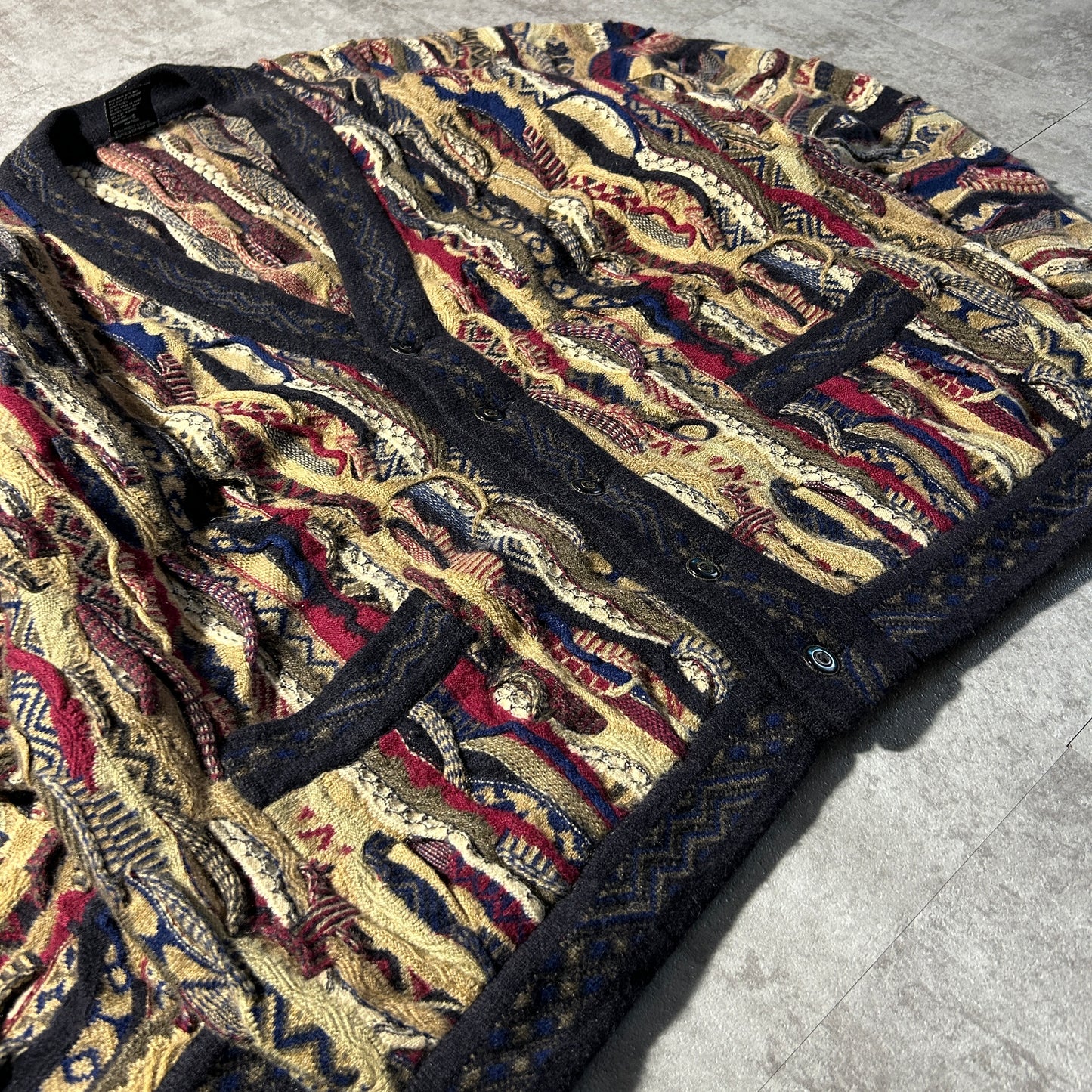 2000s COOGI 3D Knit Cardigan, Made in Australia, Size XL, 100% Cashmere
