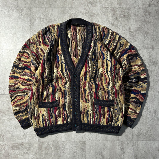 2000s COOGI 3D Knit Cardigan, Made in Australia, Size XL, 100% Cashmere