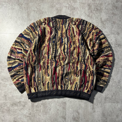 2000s COOGI 3D Knit Cardigan, Made in Australia, Size XL, 100% Cashmere