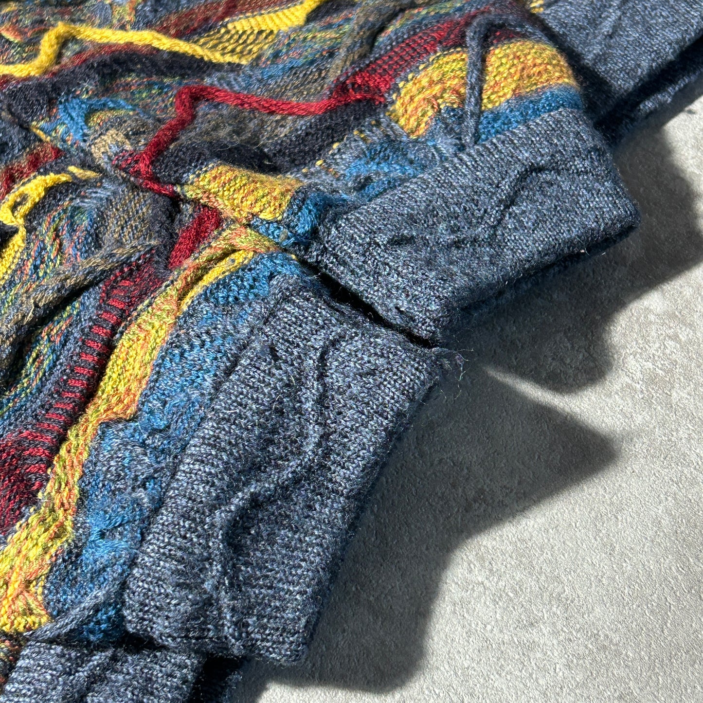 00-90s AKLANDA pure new wool 3D knit cardigan, made in Australia, size L, 100% wool