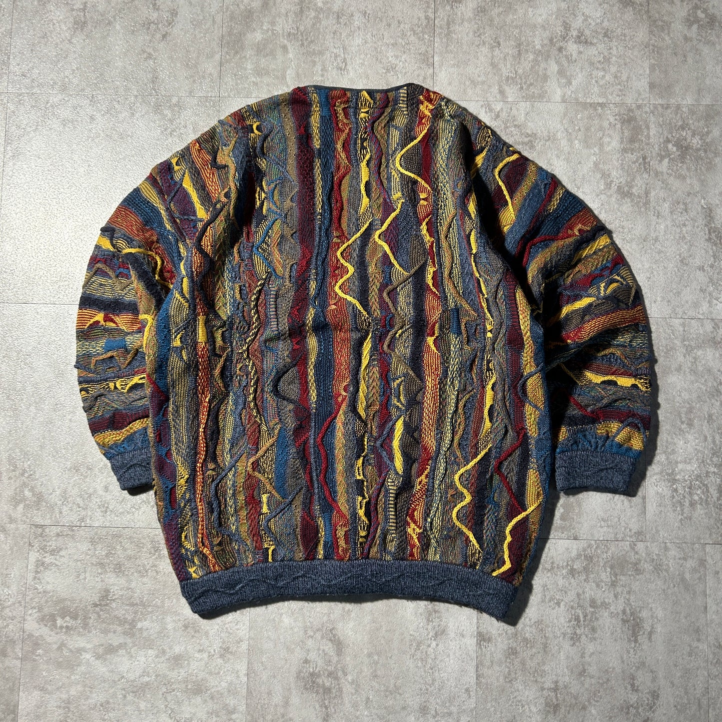 00-90s AKLANDA pure new wool 3D knit cardigan, made in Australia, size L, 100% wool