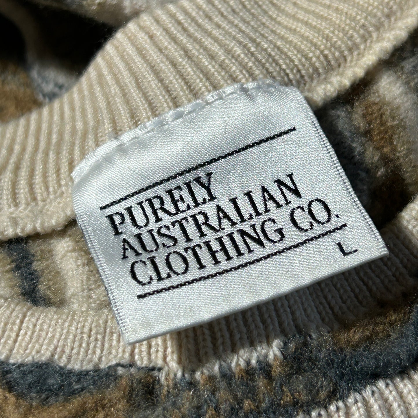 00-90s PULERY AUSTRALIAN CLOTHING CO. pure new wool 3D knit vest, size L, made in Australia, 100% wool