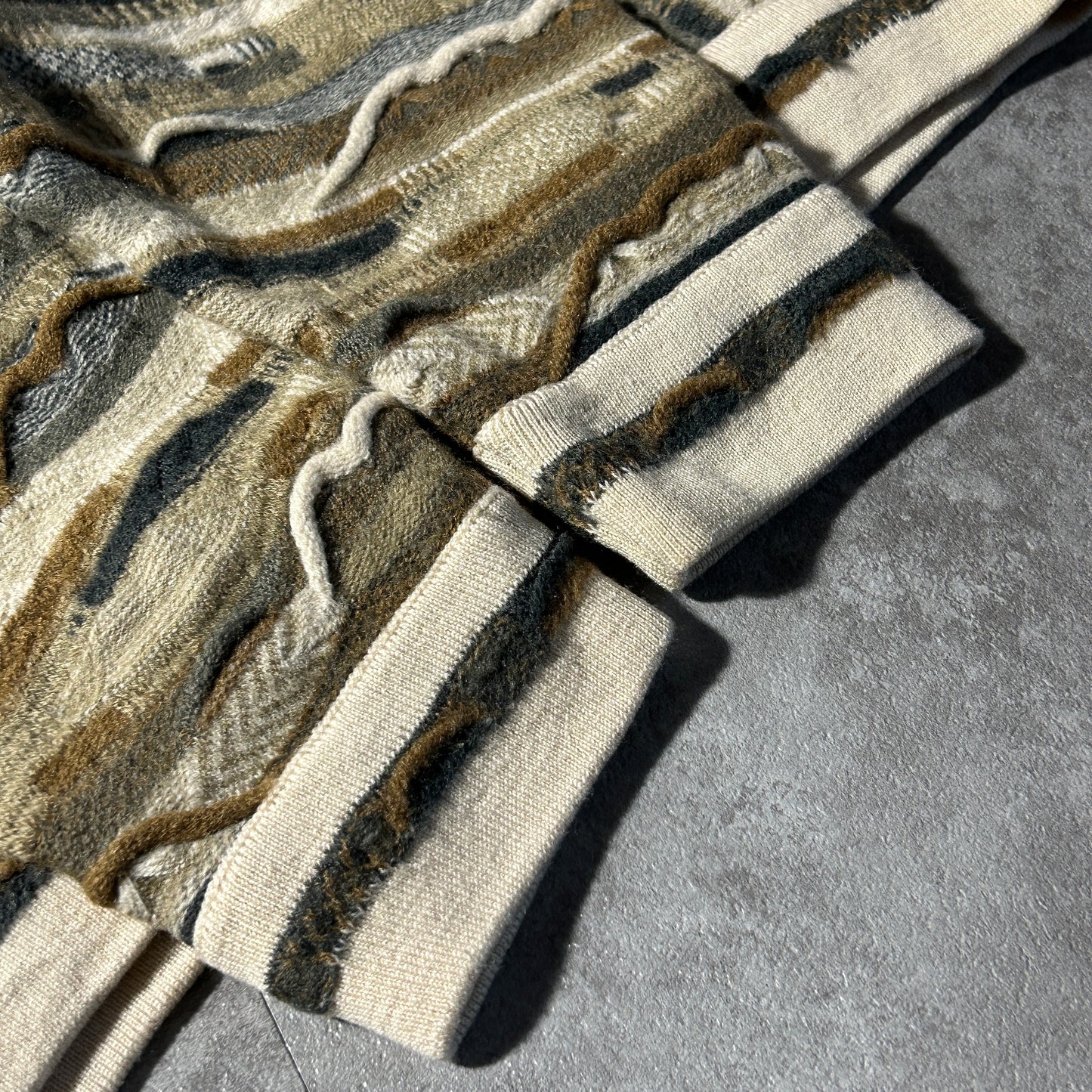 00-90s PULERY AUSTRALIAN CLOTHING CO. pure new wool 3D knit vest, size L, made in Australia, 100% wool