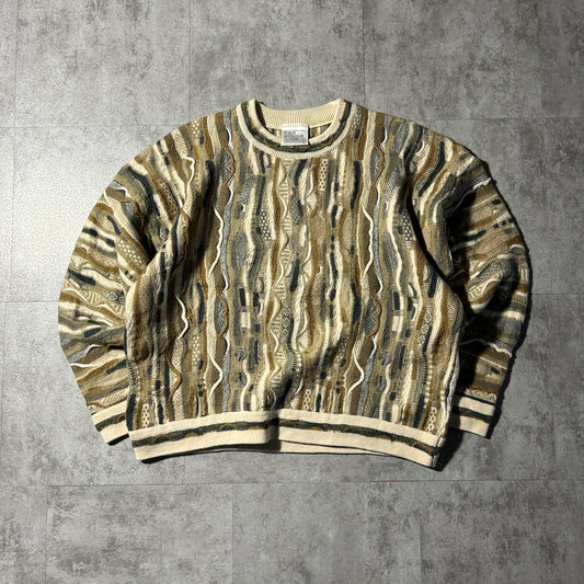 00-90s PULERY AUSTRALIAN CLOTHING CO. pure new wool 3D knit vest, size L, made in Australia, 100% wool